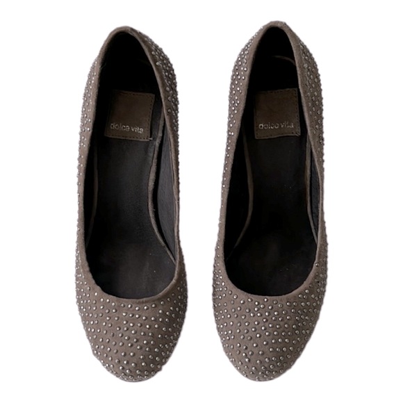 Dolce Vita Suede Studded Stiletto Platform Pumps, Gray, size 6 - Picture 5 of 13
